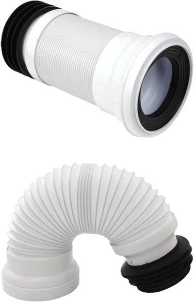 Flexibele toiletverbinding slang, uitrekbaar van 260-500 mm, witte polypropyleen afvoer voor toiletten en sanitaire installaties