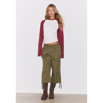 Stradivarius Baseball T-shirt met lange mouw  Donkerrood XS