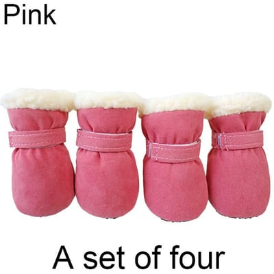 4 Stuks Winter Waterdicht Warm Antislip Sneeuwlaarzen voor Kleine Rassen Honden Puppy Outdoor Wandelen Hondensokken Laarsje Huisdier Pootverzorging S pink