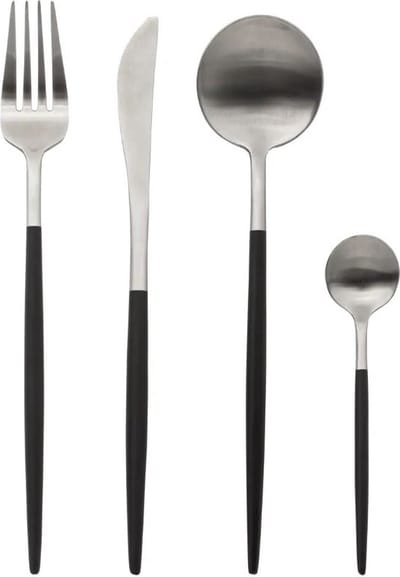 24 stuks bestekset IDA Black & Zilver - Stainless steel