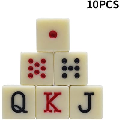 20 stuks 16 mm Vierkante Hoek Tanden Geel Acryl Poker Dobbelstenen Set JQK Spaanse Tafelspel Dobbelstenen beige