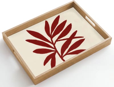 Dienblad hout 50x35 cm - Schootdienblad - Tak - Bladeren - Rood - Borrelplank rechthoek - Plateau dienbladen