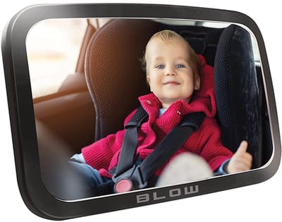 BLOW Baby Autospiegel 29x19cm - Achteruitkijk Spiegel voor Babystoel - Verstelbare Hoofdsteun Bevestiging