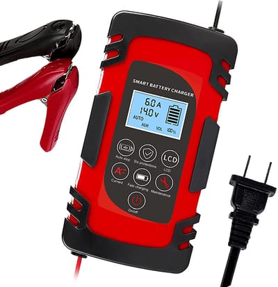 Draagbare 12V/24V 8A Auto-acculader met LCD Touchscreen – Slimme Pulsreparatie voor Loodzuur, AGM, Gel & Natte Accu’s