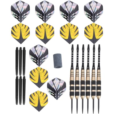 Kit de Fléchettes 12 Fléchettes Ailettes de Queue Tiges Noir Nickel Cuivre Pointe Dure Détachable Fournitures de Jeu de Sport black