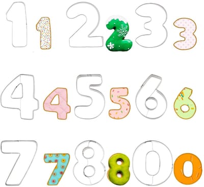 Dailygoods- Uitsteekvormen Cijfers 0-9 - 9 Stuks - Roestvrij Staal - Ideaal voor Taartdecoratie - Afmetingen 5,2 × 4 × 1,7 cm - Nettogewicht 71 gram - Cijfer Uitstekers