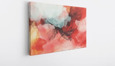 Saammp Canvas Schilderij - Rood Witte kunst - Abstract kunstwerk - 30x20 - Foto op canvas - Wanddecoratie - Muurdecoratie Woonkamer - Slaapkamer decoratie - Canvas Print