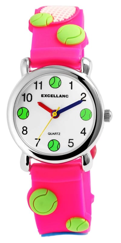 EXCELLANC Excellanc kinderhorloge van siliconen met tennisdesign, leerhorloge voor kinderen
