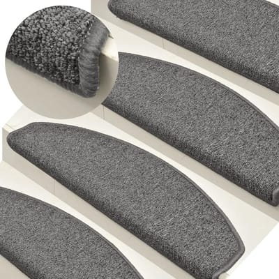 Trapmatten 15 stuks - Traptredebekleding Tapijt - Veiligheid Binnen - Antislip Geluidsabsorberend - 65 x 24 cm - Donkergrijs