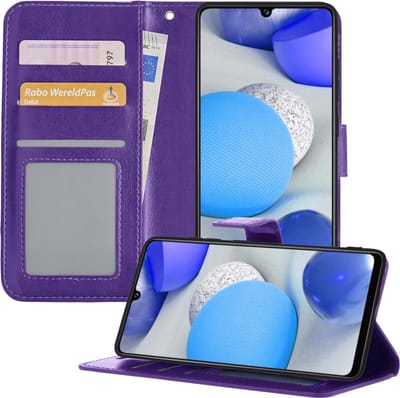 Hoesje - Geschikt voor Samsung Galaxy A42 - Luxe Bookcase - Walletcase Hoes - Portemonnee - Cover - Telefoonhoes - Paars