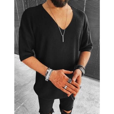 Lente en Zomer Nieuwe V-hals Korte mouw Heren Gebreide Trui XXXL