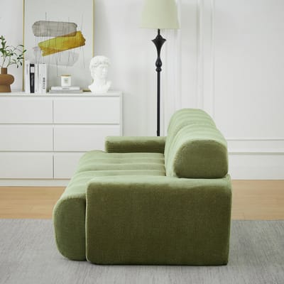 Cloud Sofa, Extra Grote Tweezitsbank – Brede Armleuningen en Modern Design met Knoopdetails, Gebogen Bank, geschikt voor Woonkamers en Appartementen, Geen Montage Nodig-A-Groente
