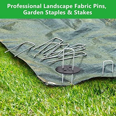 50 Stuks Tuin Peg Set - 15cm Roestbestendige Stalen Grond Pinnen met Bufferring voor het Vastzetten van Stof en Grondplaten