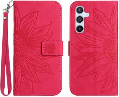 Coverup Hoesje - Geschikt voor Samsung Galaxy A16 Hoesje - Coverup Zonnebloem Book Case met Koord - Roze
