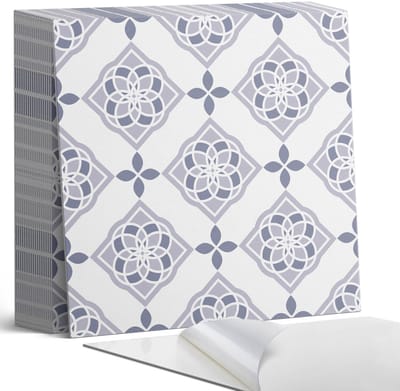 Coloray Plaktegels - Geometrisch ruitpatroon Zelfklevende Tegels - 20 cm x 20 cm - Grijs Plaktegels - 20 stuks - Vierkant PVC Tegels - Plaktegels Badkamer - Plaktegels Vloer - Vinyl Tegels - Wandtegel Zelfklevend
