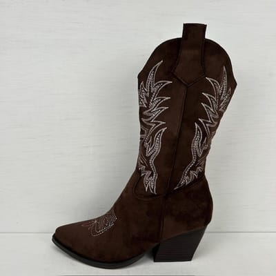 Leuke suèdine cowboylaarzen met gaaf design bruin Bruin / 37