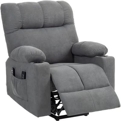 Sta op stoel - Relaxfauteuil - Zetel - Stof - 1 persoons - Met armleuning - Zeer comfortabel - Elektrisch - Grijs