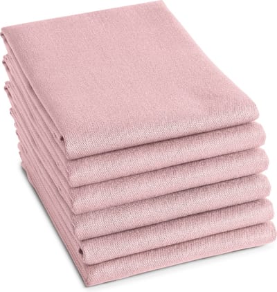DDDDD - 6x Theedoek - Logo - 60x65 cm - Pastel Roze - Set van 6 stuks