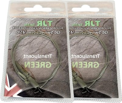 Karper Leaders - Veiligheidslijn Clips - Vissen op Karper - Snel Zinkend - 50cm - Doorschijnend Groen