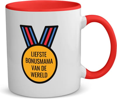 Akyol - liefste bonusmama van de wereld koffiemok - theemok - rood - Mama - de liefste bonusmoeder - moeder cadeautjes - moederdag - verjaardagscadeau - verjaardag - cadeau - geschenk - kado - gift - moeder artikelen - 350 ML inhoud