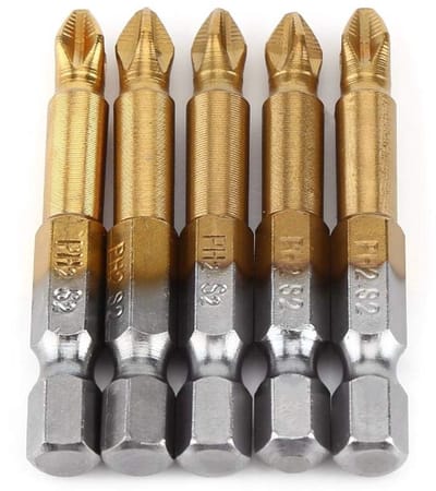 Dailygoody - Cross Head Screwdriver Bits - PH2 - Duurzaam en sterk - 50mm - Anti-slip titanium gecoat - Voor elektrische en handschroevendraaiers