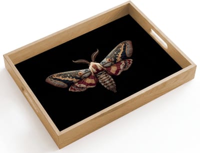 Dienblad hout 40x30 cm - Schootdienblad - Mot - Oosterse patronen - Sierlijk - Borrelplank rechthoek - Plateau dienbladen