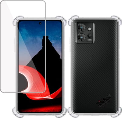 Hoesje + Screenprotector geschikt voor Motorola ThinkPhone – Tempered Glass - Extreme Shock Case Transparant