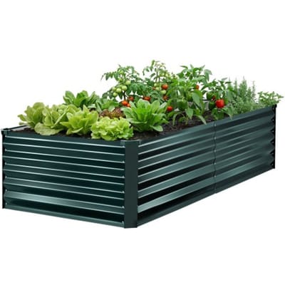 VEVOR Verhoogd tuinbed, Metaal, 203x102x46 cm, Rechthoekig tuinbed, Plantenbakset voor buiten, Groentebed met handschoenen, Bloembed, Plantbed voor bloemen en groenten, Donkergroen