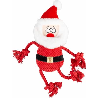 Knuffel speeltje voor honden met touw kerstman Duvoplus X-Mas
