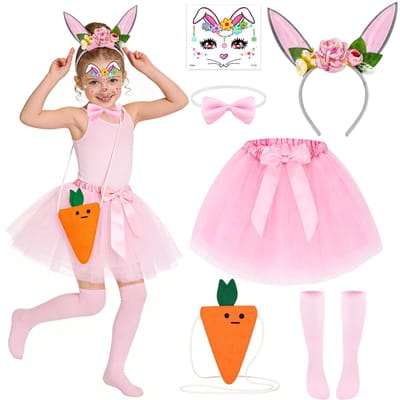 Dailygoods- Konijnenoren Hoofdband - Kostuumset - Tulle Rok - Konijnenstaart - Accessoires - Ideaal voor Feestdagen - Paaskostuum
