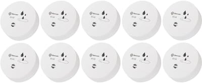 Geevon Watermelder, 10 stuks, 100 dB, watersensor, alarm, werkt op batterijen, voor kelder, badkamer, bijkeuken, garages en zolders (levering met batterij)