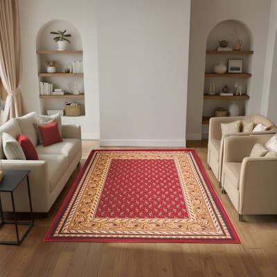 Tapiso Nora Vintage Vloerkleed Rood Oriëntaals Design Woonkamerkleed Kortpolig Antislip Vlekbestendig Tapijt Voor Woonkamer Slaapkamer Eetkamer en Hal Easy-Care & OEKO TEX - 70x150