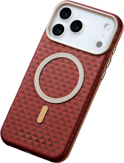 Premium Magnetische Beschermhoes – Geschikt voor iPhone 17 | Met Metalen Camera-knop, Verhoogde Bumper, Slank Design & Volledige Telefoonbescherming-Roodbruin