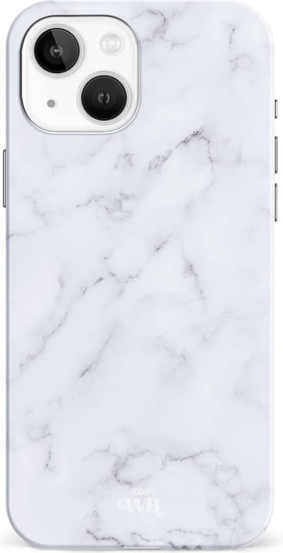 xoxo Wildhearts Marble White Lies - Single Layer - Hoesje geschikt voor iPhone 14 Pro Max hoesje - Marmer hoesje - Shockproof case - Beschermhoesje geschikt voor iPhone 14 Pro Max case - Wit