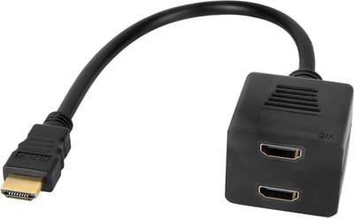 Cabletech HDMI Splitter - 1x HDMI (m) naar 2x HDMI (v) - 20 cm - Zwart