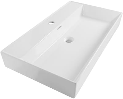 Brauer Lunar Wastafel - 80 cm - met 1 Spoelbak en 1 Kraangat - Keramiek Hoogglans Wit