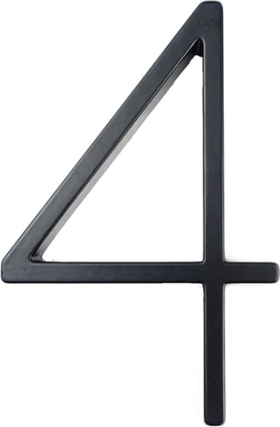 Huisnummer 4 - Zwevend Huisnummer - Zwart - nr. 4 - modern - 125mm