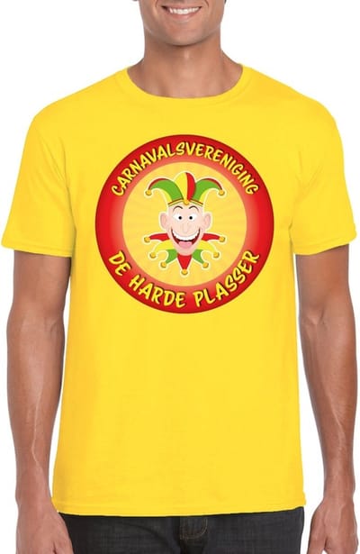 Carnavalsvereniging De Harde Plasser fun t-shirt heren geel - Limburg carnaval verkleedkleding S