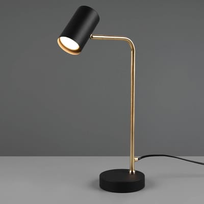 Trio Lighting Marley tafellamp, zwart/messing, hoogte 45 cm, metaal