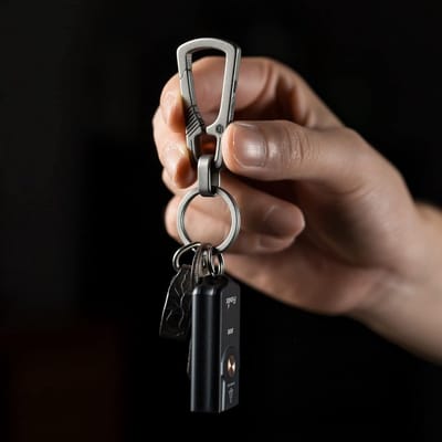 Titanium karabijnhaak sleutelhangerclip snelsluiting-EDC-sleutelhouder-organizer met sleutelring - KeyUnity KM04 - voor outdoor gebruik key organizer