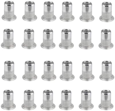 Dailygoods- Klinknagels 100 Stuks - Klinkmoeren M6 - Roestvrij Staal - Cilindrisch - Zilver - 15 mm Lengte - Moeren