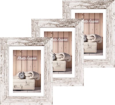 ZEP Fotolijstje - 3x stuks - white wash - hout - voor foto van 10 x 15 cm - wonen - woonaccessoires