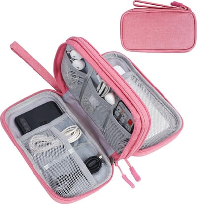 Kabel Organiser Opbergtas 3 Lagen - Kabel Organiser Tas - Waterdicht / Slijtvast - Compacte Kabeltas - Kabel Organiser - Datakabel Organiser - Roze - Reis