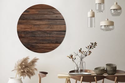 WallCircle - Wandcirkel - Muurcirkel - Houten plankpatroon - Warmte - Natuurlijk - Aluminium - Dibond - 140x140 cm - Binnen en Buiten