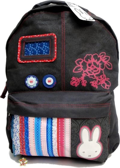 NIJNTJE Bollywood Rugzak Rugtas Grote School tas donkergrijs A4