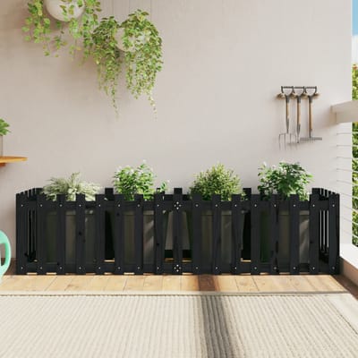 vidaXL - Plantenbak - verhoogd - hekontwerp - 200x50x50 - cm - grenenhout - zwart