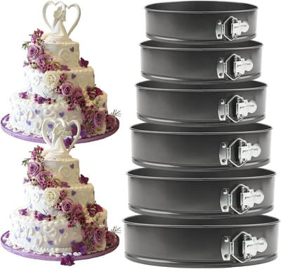 Set van 6 ronde bakvormen met uitneembare bodem, anti-aanbak bakgerei voor cheesecakes en taarten, lekvrije bakvormen voor thuisgebruik