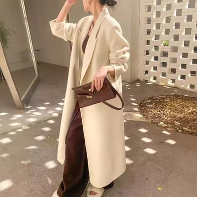Nieuwe Herfst en Winter Dubbelzijdig Wollen Jas Lang Koreaanse Stijl Losse Casual Wollen Jas S