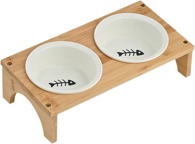 Huisdieren Eetbak - Verhoogde Kom - Comfortabel Eten - Ergonomisch Nekontlastend - 32x16x9cm - Visgraat