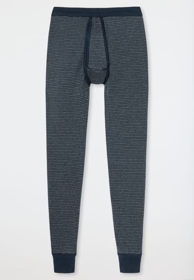 Schiesser Lange onderbroek met gulp donkerblauw gestreept - Heren Onderbroek blauw